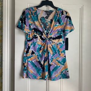 Daisy Fuentes women’s knot top, color sherbert combo, sz L, NWT